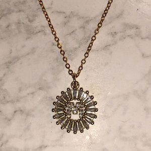M Diamond and Gold Initial Necklace